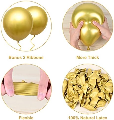 Метални Златни Балони Со Различни Големини, 105 парчиња Хром Златен Балон Комплет За Венец Од Венец 18 12 10 5инчни Метални Балони