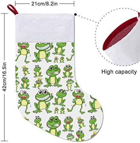 Смешни зелени жаби Божиќно порибување чорапи печати Божиќни дрво украси