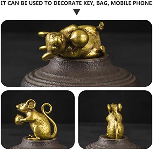 Nuobesty мини глувци статуа Мини месинг фигура среќа статуа на стаорец кинески зодијак фенг шуи скулптура богатство среќна