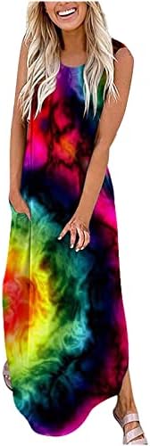 Womenените случајни лабави цврста боја џеб со долги фустани со ракави макси фустани