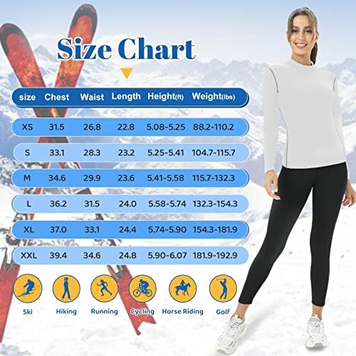 Tesuwel Turtleneck Base Layer за скијање на пешачење жени со ладно време руно термичка кошула за тренингот што работи високо.