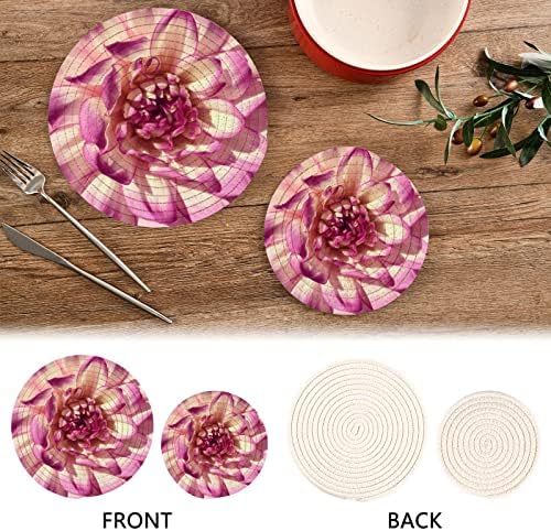 Розови цветни триверзи за жешки садови држачи за тенџере сет од 2 парчиња топли влошки за кујнски отпорни на топлина за топли садови за топли