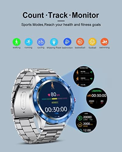 Lige Smart Watch For Men, Bluetooth повици/притисок за пораки 1.32 Фитнес тракер со 20 спортски режими Крвен притисок/трагач на отчукувања