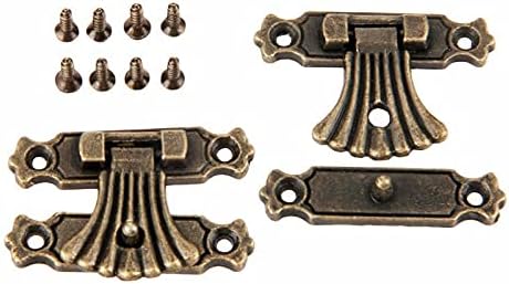 Seewoods WS823 2PCS Антички бронзени накит дрвени кутии кутии за влечење HASP LATCH Гроздобер хардверски мебел додатоци+завртки 3727мм