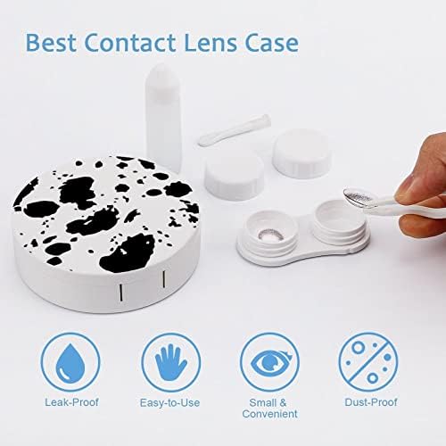 Комплет за контактни леќи на Dalmatians Compate, преносен контакт кутија со огледало пинцети за отстранување алатка за решение шише шише за дневно отворено