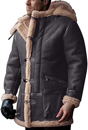 Зимски јакни за мажи, снежно палто со тешка категорија Редовно памучно палто, манџа за руно јакни и палта