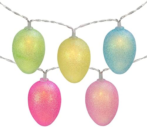 10-броеви со мулти-бои сјајни светла за јајца LED јајце, 4,5 метри, чиста жица