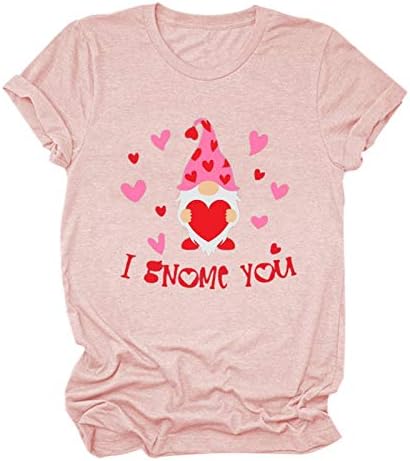 Денот на в Valentубените кошула за жени Loveубовта срце со кратки ракави за кратки ракави, лабава екипаж, подарок за Денот на в Valentубените