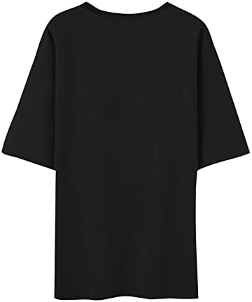 Краток ракав за кратки ракави удобни врвови на маици лето симпатична печатена рунда на вратот блуза 2023 модни обични маички