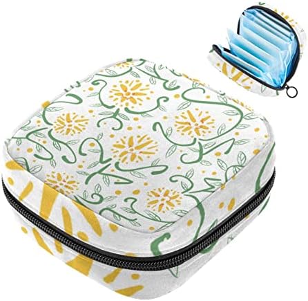 Yellowолта линија цвет санитарна торба за складирање на салфетки, торба за менструален период за тинејџери, носител на подлога за медицински сестри, преносен женски м