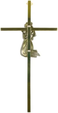 Мојот прв причест wallиден крст со централен дел од девојчето, месинг, финиш религиозни подароци, 7 инчи