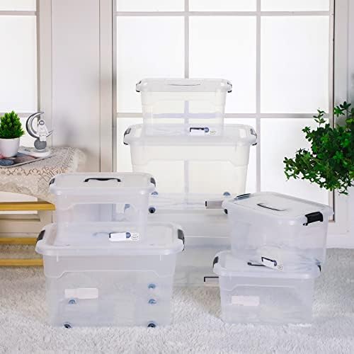 Садни 4 Спакувајте Јасна Пластична Кутија За Брава За Складирање Пластични Канти За Складирање Што Се Редат Со Капаци За Заклучување