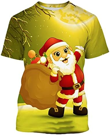 Божиќни војници XZHDD Краток ракав за маици за мажи, Xmas Дедо Мраз Клаус Печати екипаж на екипаж на домашна забава Обична маичка