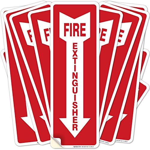 Знак за противпожарна заштита, 4x12 инчи, 4 налепници за винил декларации УВ заштитени, изработени во САД од Сиго знаци