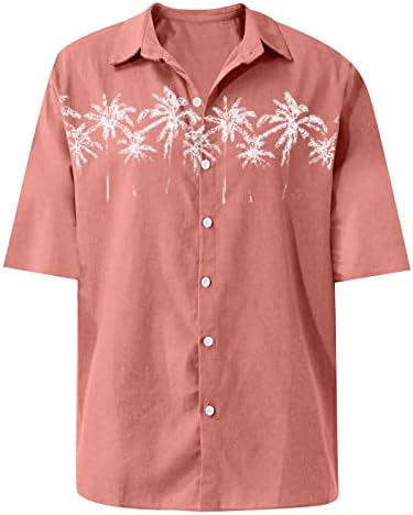 Машки кубански џвајабера кошули случајно копче за краток ракав надолу со кошула јака јака лето плажа врвови блуза