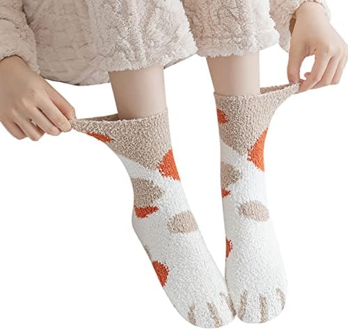 Термички чорапи за женски корални чорапи од руно чорапи шарени лесни атлетски чорапи, случајни мажи без шоу чорап