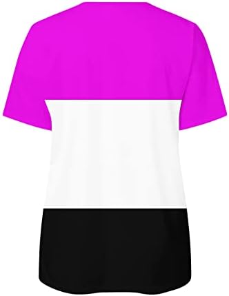 Летни врвови за жени со краток ракав 1/4 Поштенски палтовер маица во боја Блок Блок Мода Туника Врв лабава вклопувана обична маичка кошули