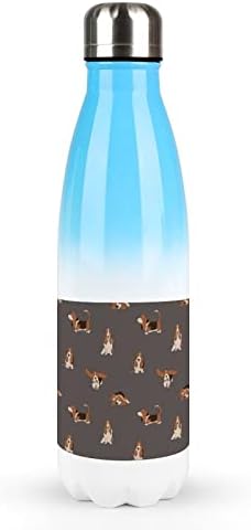 Basset Hound Dog 17oz Спортско шише со вода од не'рѓосувачки челик изолирано спортот на кол