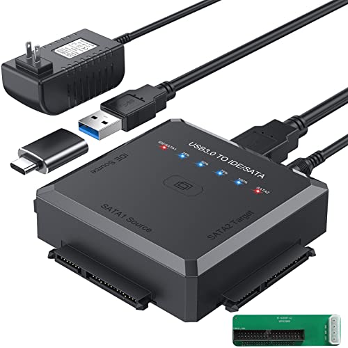 EYOOLD USB 3.0 ДО SATA IDE Конвертор, Надворешен Адаптер За Обновување На Читачот На Хард Диск За Универзални 2.5 3.5 SSD HDD Цд/ДВД Оптички Дискови, w/Функција За Резервна Копија на