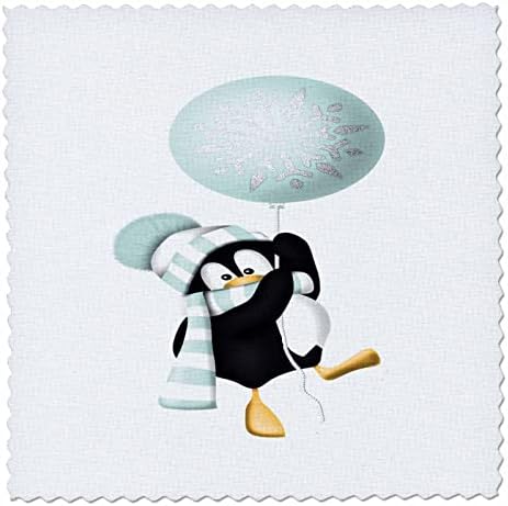 3дроза Симпатична Зимски Облечен Пингвин Со Голем Нане Зелен Балон. - Ватенка Квадрати