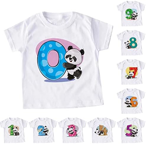 Долни момчиња момчиња мали деца девојчиња летни кратки ракави панда цртани филмови за отпечатоци маици врвови момчиња долги