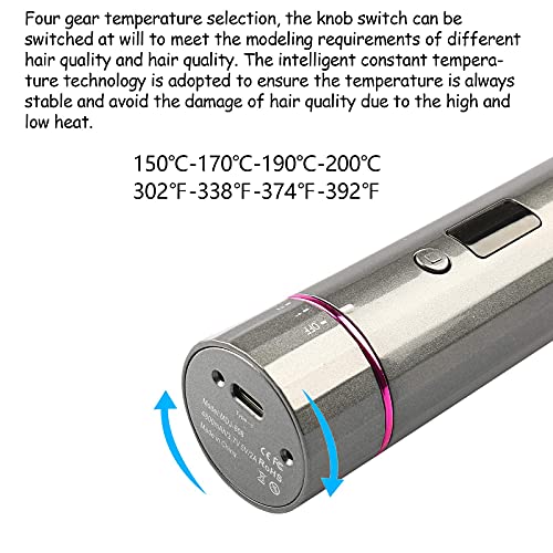 XJXJ безжичен автоматски виткар за коса со прилагодлива температура, автоматско виткање железо безжично, брзо загревање керамичко барел, алатки
