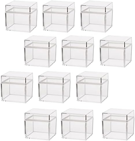 Кутија за Складирање Обетки NUOBESTY 12 парчиња Пластична Квадратна Коцка Мини Чиста Кутија За Коцки За Складирање Со Капак Проѕирна