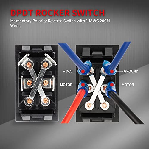 Daiertek Моментен RV Jack Rocker Switch 30 AMP 12V DC Reversing Polarity Power Toggle Switch Motor Reverse Control DPDT за стабилизатор