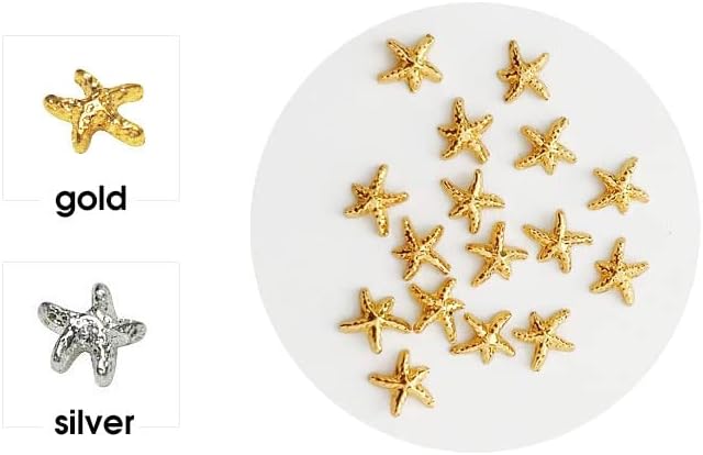 100 парчиња летен стил 3Д злато сребрена метална starвезда дизајн на ноктите за украсување додатоци за нокти Алатки за убавина - алатки