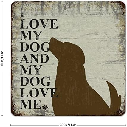 Алиојоит Смешно Метално Куче Знак Плакета Го Сакам Моето Куче и Моето Куче Ме Сакаат Закачалка За Врата За Миленичиња Метален Отпечаток Потресен