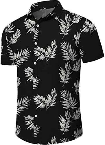 Машка Хавајска Кошула Ајино Кратки Ракави Печатено Копче Надолу Кошули За Фустани На Летна Плажа