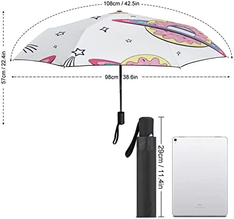 Смешни Крофна Планета 3 Пати Патување Чадор Анти-УВ Ветроупорни Чадори Модерен Автоматски Отворен Чадор