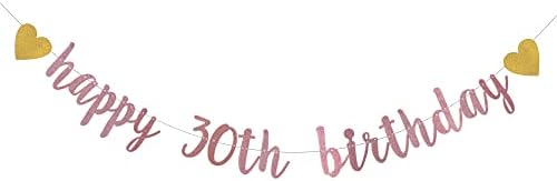 Ксиаолуоли Розово Злато Сјај Банер, Пред-Нанижани, 30-Ти Роденден Декорации Бантинг Знак Позадини, Среќен 30-ти Роденден