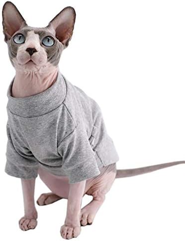 Сфинкс без влакна мачки памучни маички за домашни миленици, маички маици со мачки со ракави, мачки и мали кучиња облека цврста