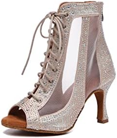 Litnermia literенски глужд танцувачки чизми за забави за забава со чипка за танцување латино танцувачки чевли за пети