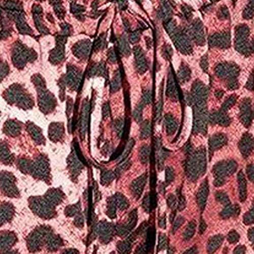Вклучување шорцеви леопард печати џемпери за еластични половини за влечење јога панталони со низок пораст џемпери права на нозе
