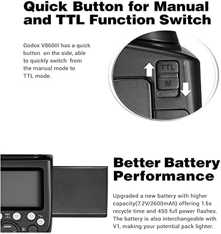 Godox V860III-NTL Li - На Батеријата Блиц 1/8000s 2.4 GN60 HSS Камера Speedlite Компатибилен Со Никон D800 D700 D7100 D7000 D3400 D3200 D5300