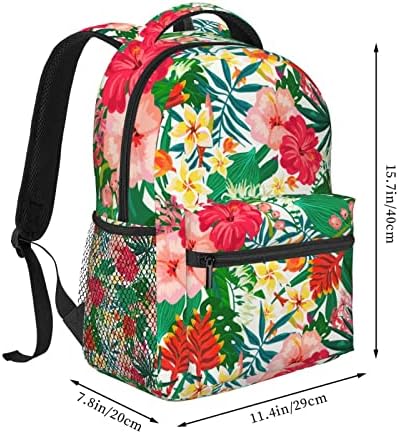 Lvgooki Hawaii Тропски цветен ранец за книги на лаптоп ранец за кампување патувачки рамо торба за мажи жени