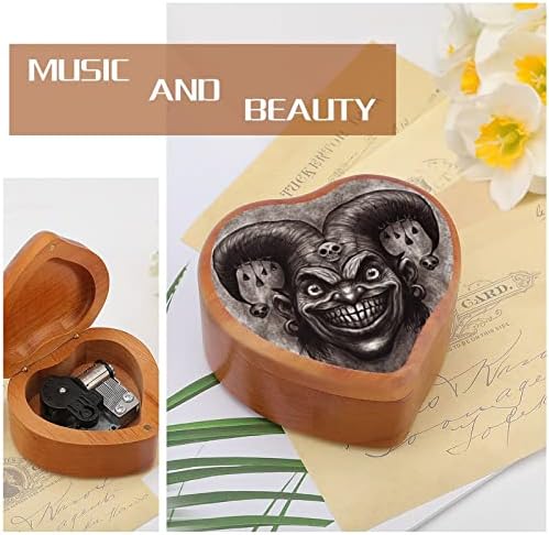 Смеа лута okerокер гроздобер дрвен часовник музички кутија музичка кутија во форма на срцеви подароци за семејни пријатели на lубовници