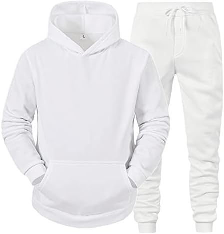 Постелна јакна мажи есен и зима поставува слободно време цврста боја џемпер панталони спортски костум бело