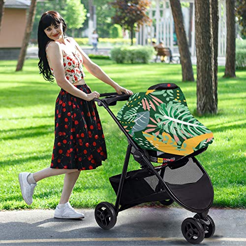 Тропски шарени лисја цвеќиња? Обвивки за седишта за бебешки автомобили - шетач на крошна за стискање на медицинска сестра, мулти -употреба на крошна на автомобили, з