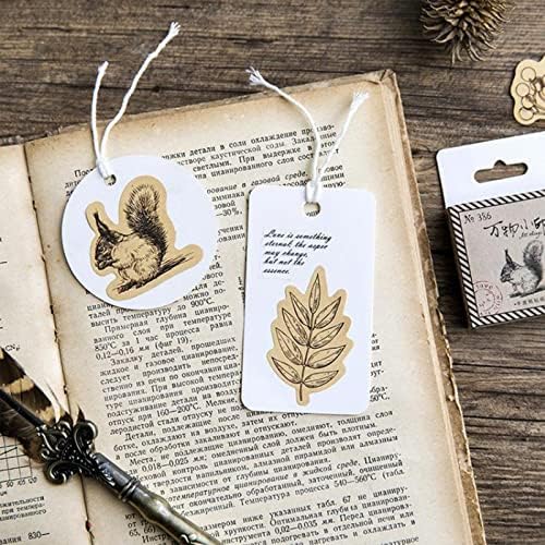 Пакет за налепници за гроздобер книги за книги, DIY Journaling Supplies Decorative Paper - 46 PCS Cutout Plant, Animals, Architecture ... Brown Retro DIY занаетчиски канцелариски материјал за снабдување со спис?