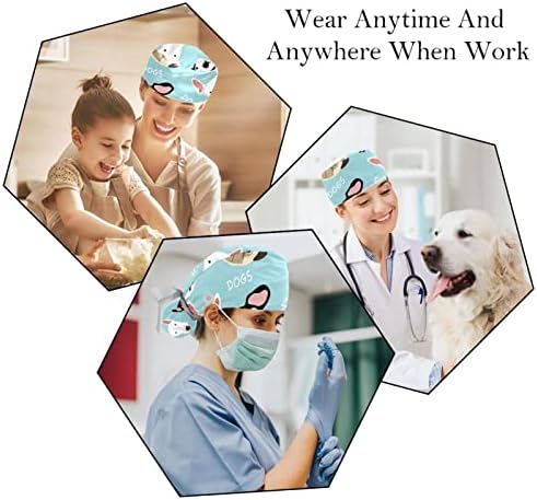 2 пакувања капа за операција со џемпер, дишејќи буфонски капи, долга коса, прилагодлива медицинска сестра за чистење кучиња