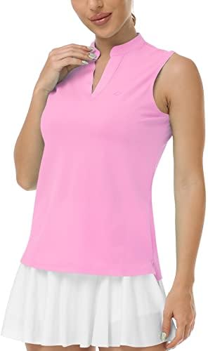 Mofiz Women'sенски без ракав голф Поло тениски кошула спортска маица V-врат атлетски врвови активна мета