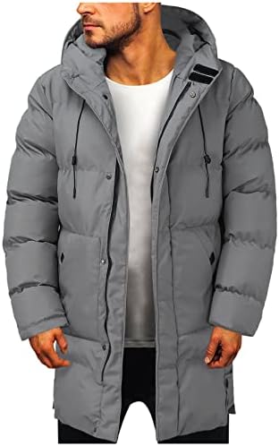 XXBR туника надолу јакни за мажи, зимски памук со топол палто со средна должина долга палто со ветерно-качулка надворешна облека