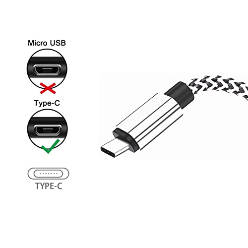 Кабел за USB тип Ц, реверзибилен најлонски плетенка со реверзибилна најлонска најлонска плетенка USB Type A до C полнач за Samsung Galaxy S8+/S9
