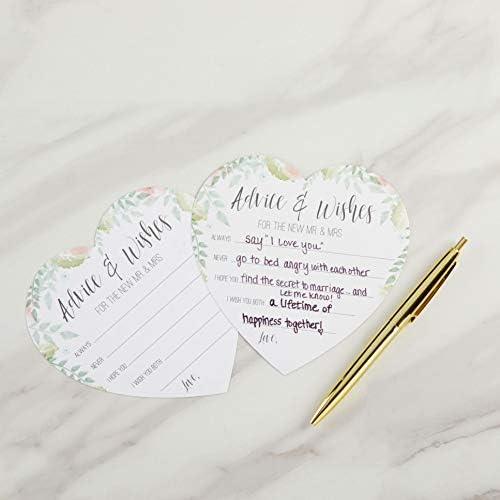 Кејт Аспен Цветна свадба во облик на срце и картички за совети, една големина, бела