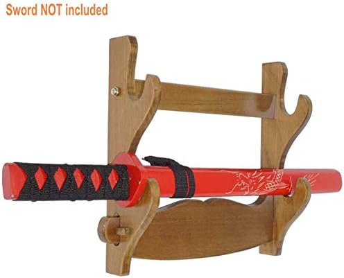 Bzmrsde 2 нивоа држач за меч на мечот wallид за монтирање на самурај меч решетката за закачалка за катана вакизаши танто