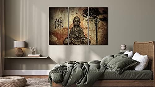 Визуелна уметност декор будистички loveубов 3 парчиња врамени и подготвени wallидови виси Буда платно отпечатоци од домашни