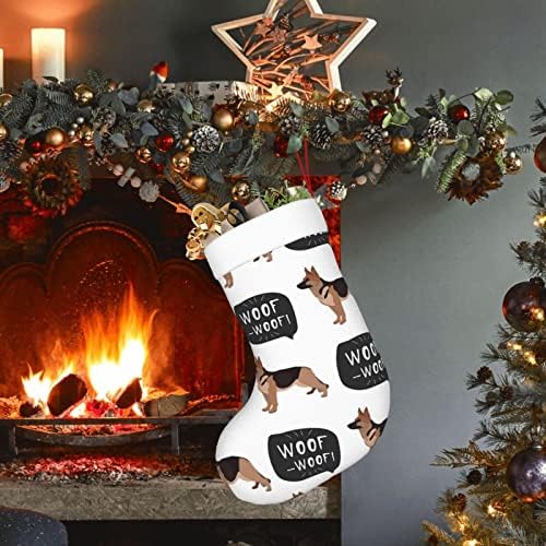 Аугенски Божиќни чорапи куче германски овчар двострано камин што виси чорапи